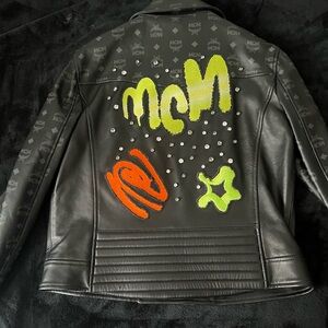 Leather womens MCM motor jacket